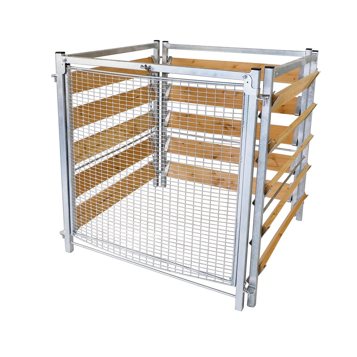 Komposter aus Holz und Metall mit Sieb