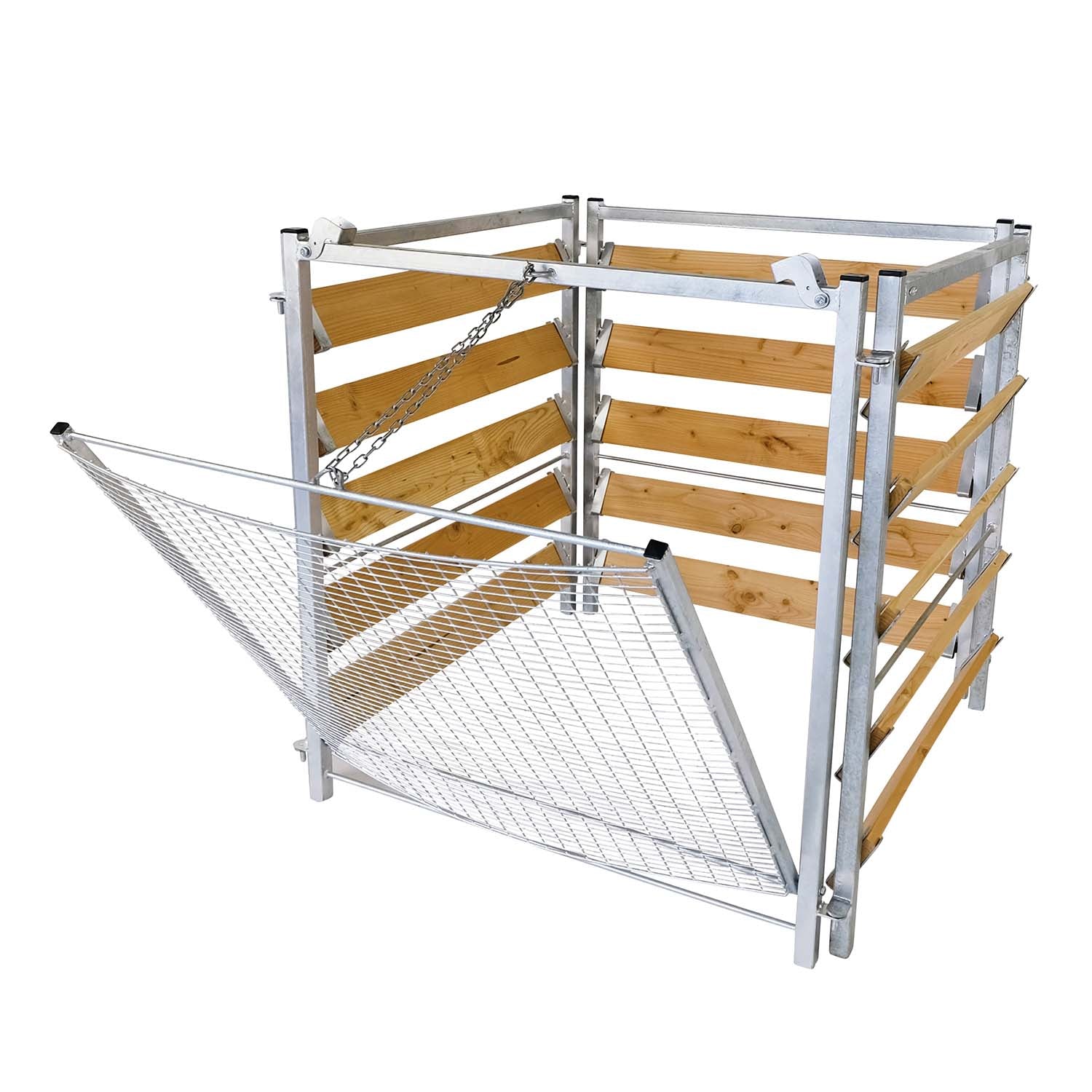 Robuster großer Komposter aus Holz & Metall mit Sieb