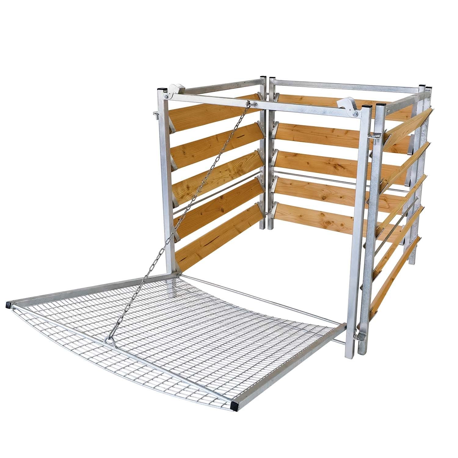 Komposter aus Holz und Metall mit Sieb