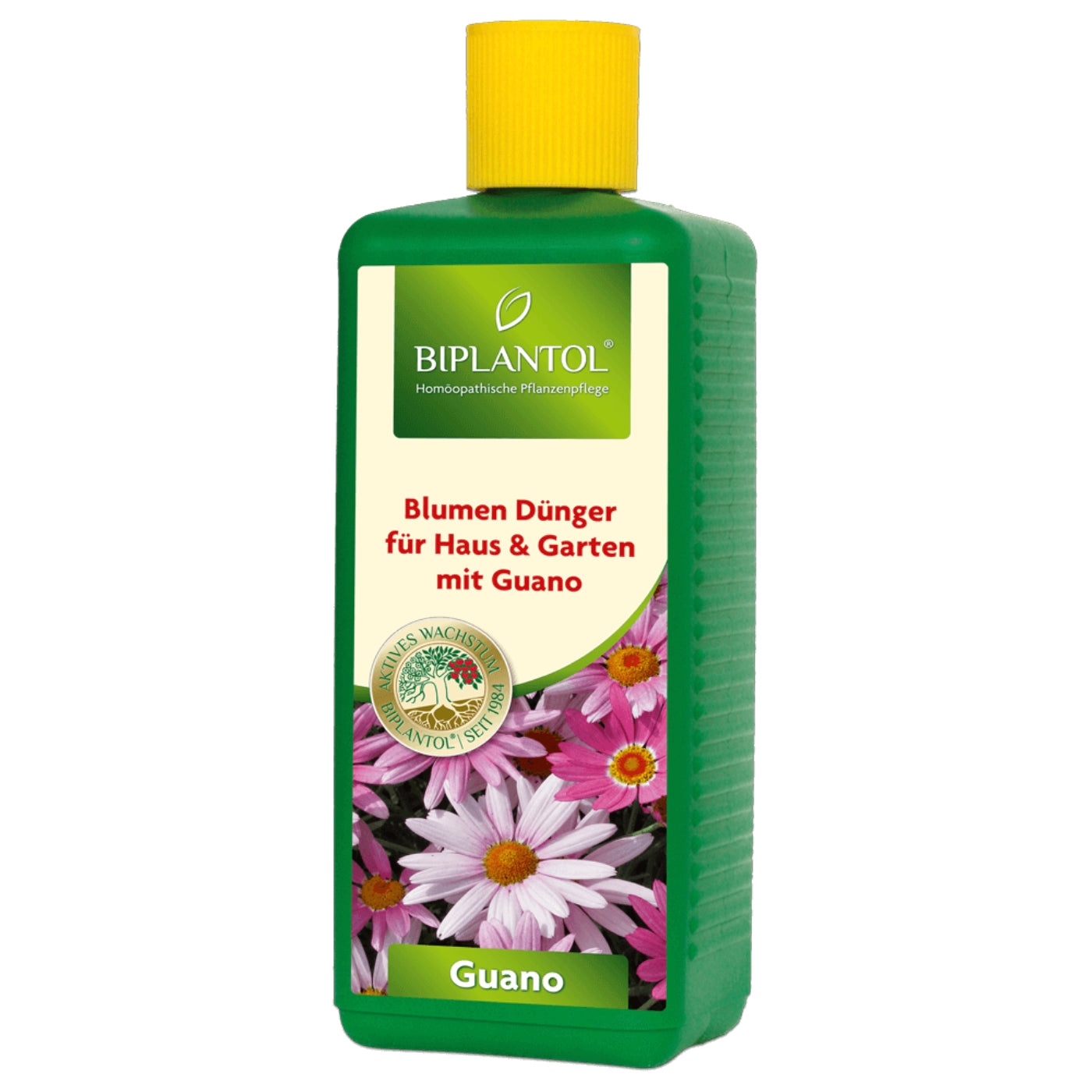 Flasche mit Blumendünger mit Guano