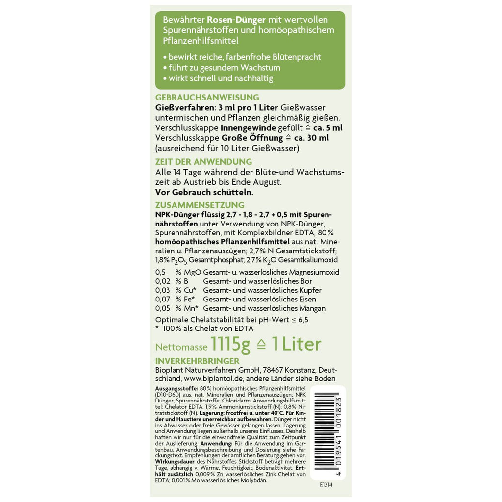 Rosen-Dünger mit Spurennährstoffen, 1 l