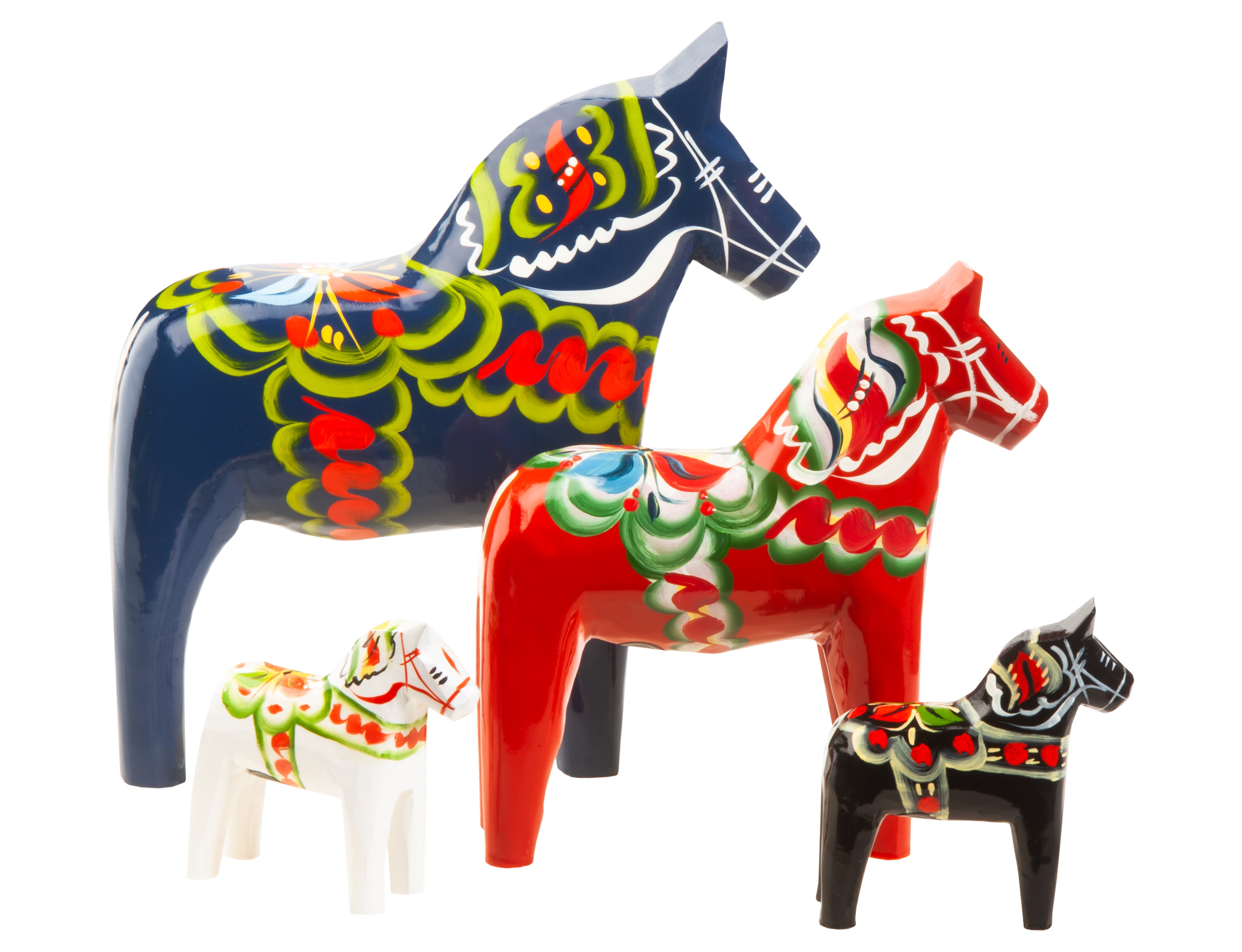handgeschnitztes Dala Pferd aus Schweden mit bunter Bemalung