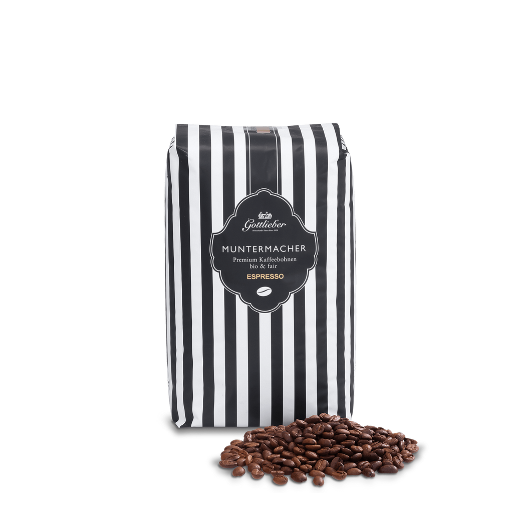 Gottlieber Espresso Muntermacher – Schweizer Kaffee mit premium Bohnen, nicht gemahlen, in Verpackung